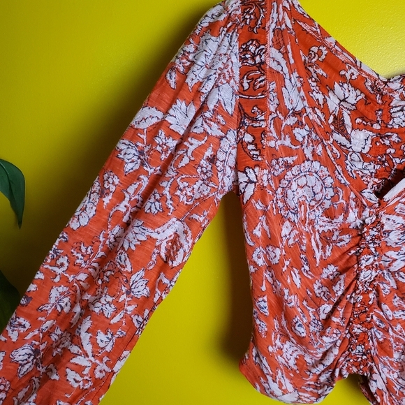Free People Orange Floral Blouse - Picture 7 of 10